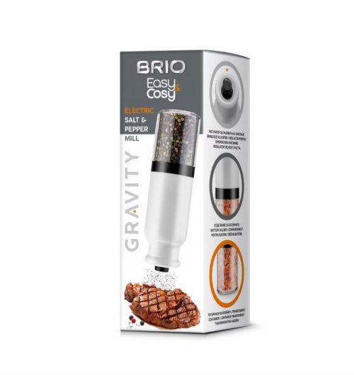 Гравитационна електрическа мелница Brio Easy Cosy, бяла, керамичен механизъм, Ф6х18.5см