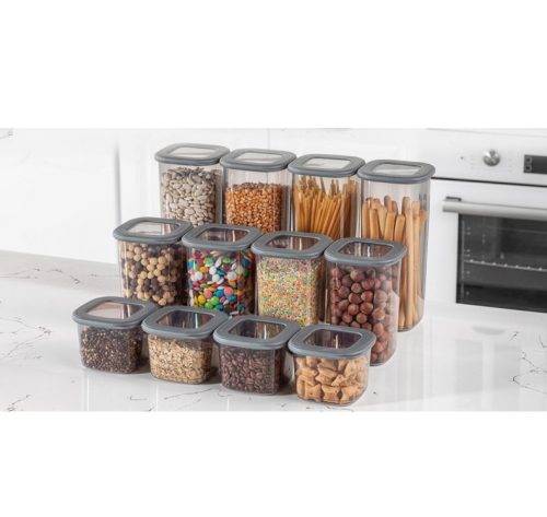 Пластмасова квадратна кутия със силиконов капак 550 мл, антрацит – Horecano (BNM-0698)/014844