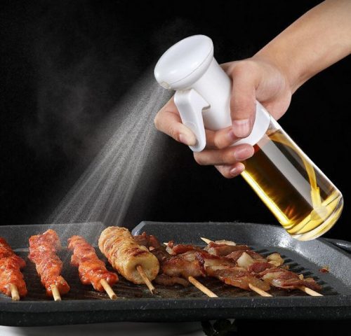 Стъклена бутилка за олио/оцет със спрей и бяла капачка 200мл (HC-931159) (0403-WH) - Horecano