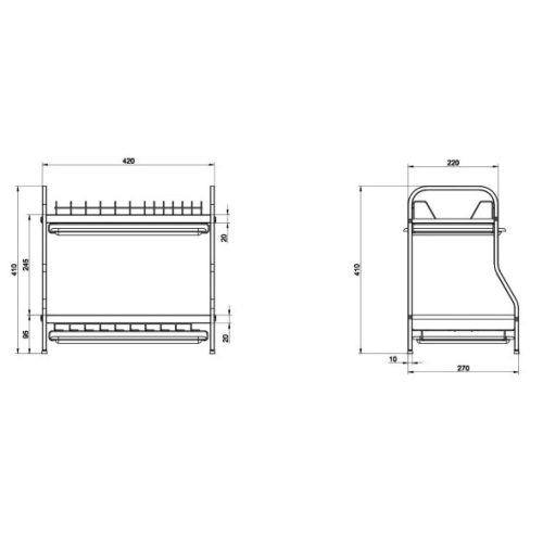 Сушилня за съдове с две нива от неръждаема стомана 4051