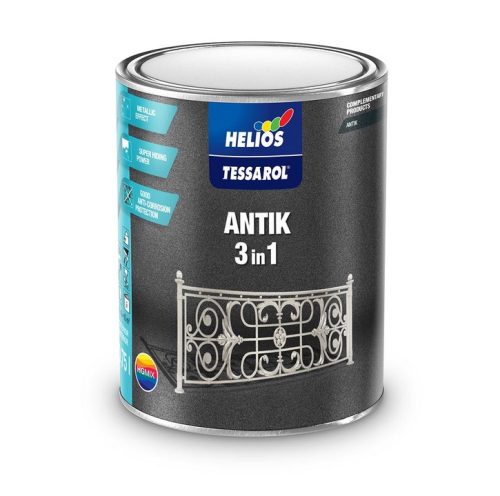 Антик 3в1 метален гланц емайл, който придава стар вид на ковано желязо 0,75Л, цвят сребро - Helios TESSAROL ANTIK 3in1