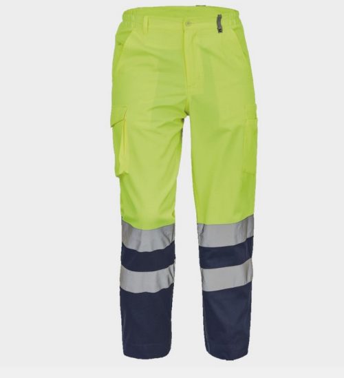 Мъжки сигнален работен панталон със светлоотразители BURGOS HV Жълт/син 04100229