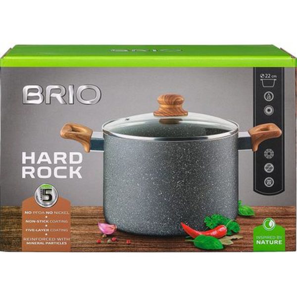 Brio Тенджера с Незалепващо Покритие Hard Rock 22см.