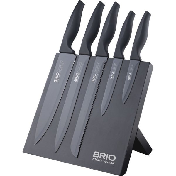 Комплект ножове с магнитна стойка BRIO Night Vision, 6 части