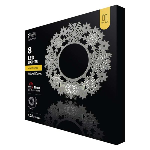 LED Светещ Коледен Венец 8LED 2АА Т