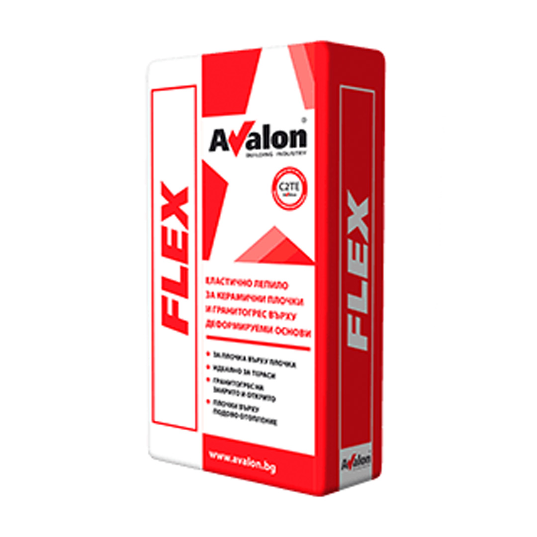 Avalon Flex 25кг - Лепило за полагане на керамични плочки, гранитогрес и естествен камък/до 60х120см/, върху критични основи, сив цвят