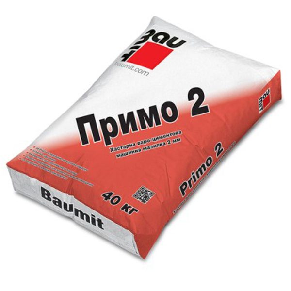 Варо-циментова машинна мазилка със зърнометрия до 2 mm - Баумит Примо 2 40 кг/35бр/пал