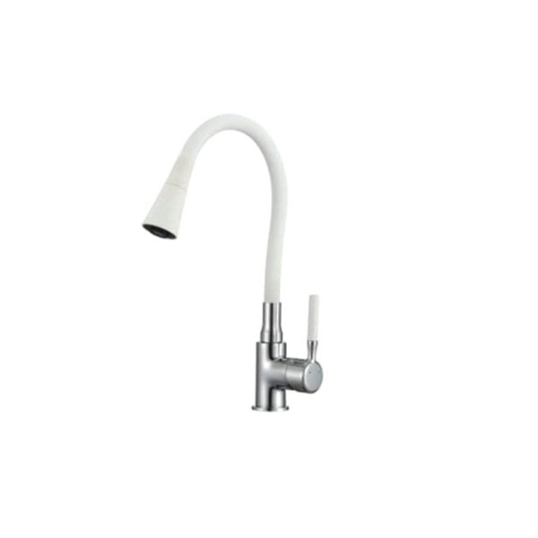 Смесител за кухня ICF 7108223 HAVANA WHITE, месингов, бял, с огъващ душ 43.6x20см