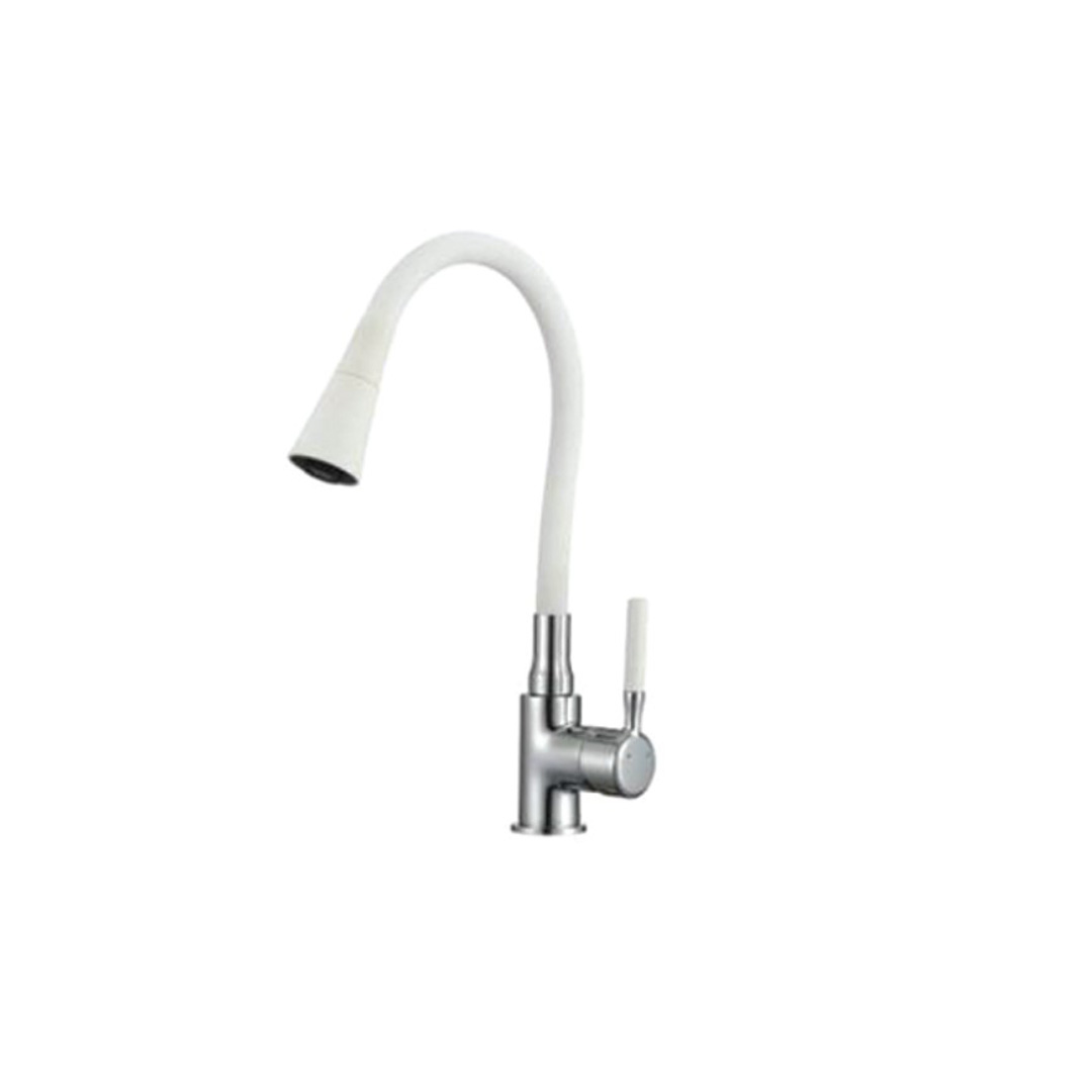 Смесител за кухня ICF 7108223 HAVANA WHITE, месингов, бял, с огъващ душ 43.6x20см