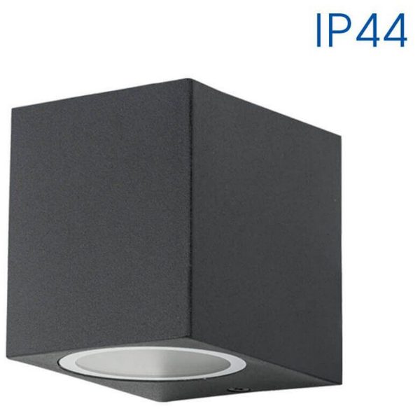 ФАСАДЕН АПЛИК ЕД. 230V КВАДРАТ PORTO/SQ 1хGU10 BK IP44 004248