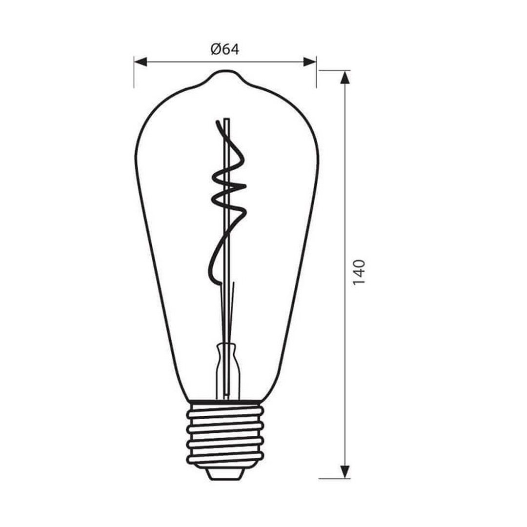 LED филамент лампа 230v топло бяла светл DST64 5w E27 2200k FLICK DECO LED 004178