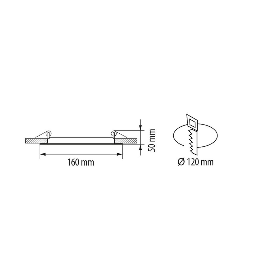 LED СТЪКЛЕН ПАНЕЛ КРЪГ 12W IP44 220-240V 4200K SMD 2835 СТОЖИ 120 LPRG1242