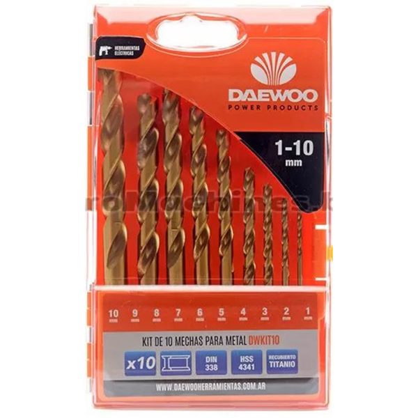 Комплект свредла за метал DAEWOO DWKIT10, 1-10 мм, 10 броя