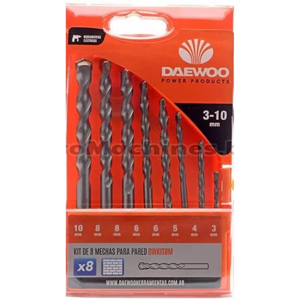 Комплект свредла за бетон DAEWOO DWKIT8M, 3-10 мм, 8 броя