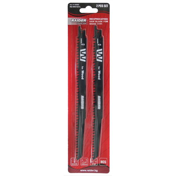 Нож за саблев трион за дърво 240x19x1.5mm 2бр. RAIDER RD-WS1531L