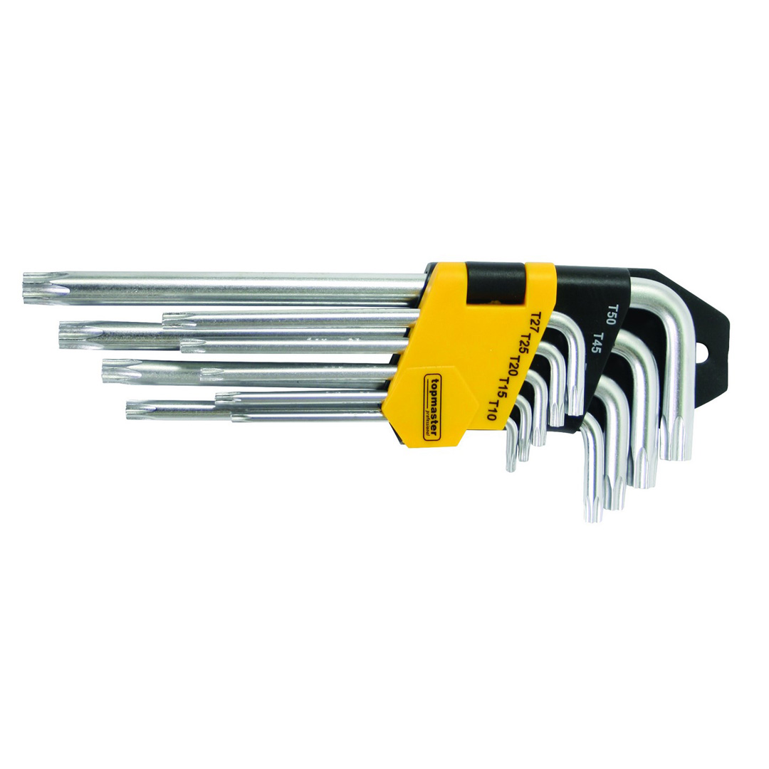 Шестограми торкс с отвор к-т 9бр средни CR-V Topmaster Professional V TMP 390123