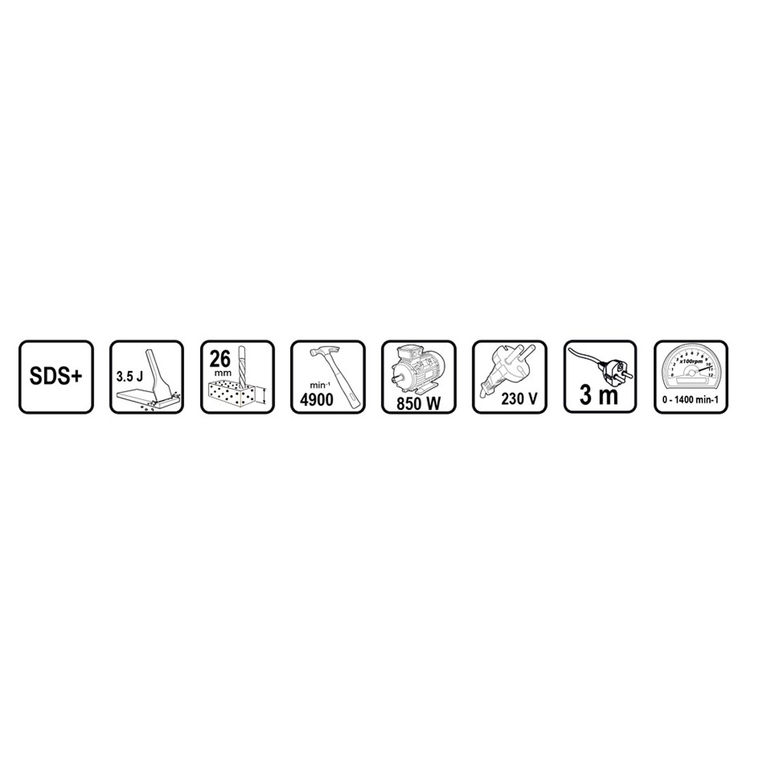 Перфоратор Електрически RAIDER RDP-HD49 SDS Plus 850W 26ММ, Регулируеми обороти