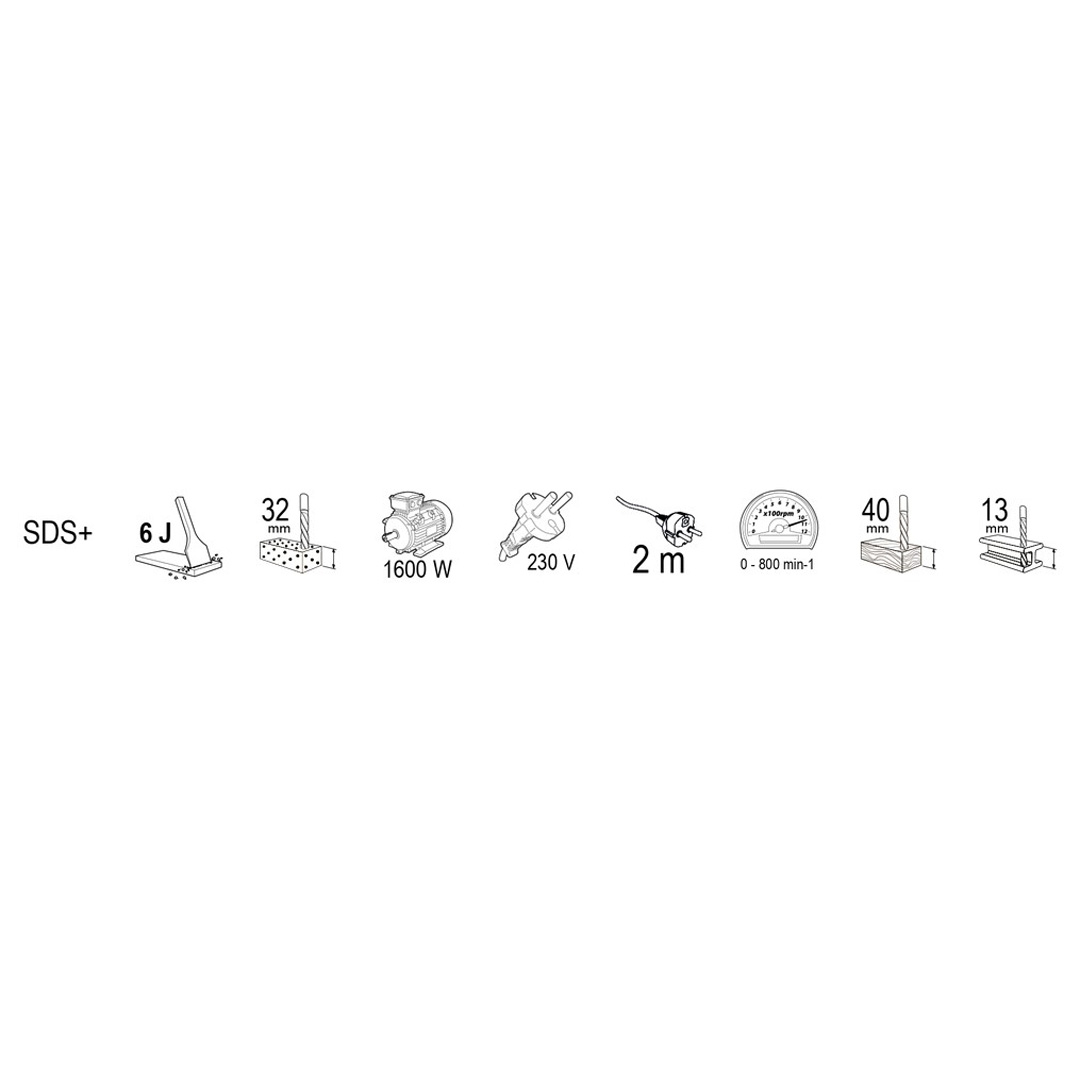 Перфоратор RAIDER RDP-HD57 1600w 4.8kg 32mm SDS 6j 012203
