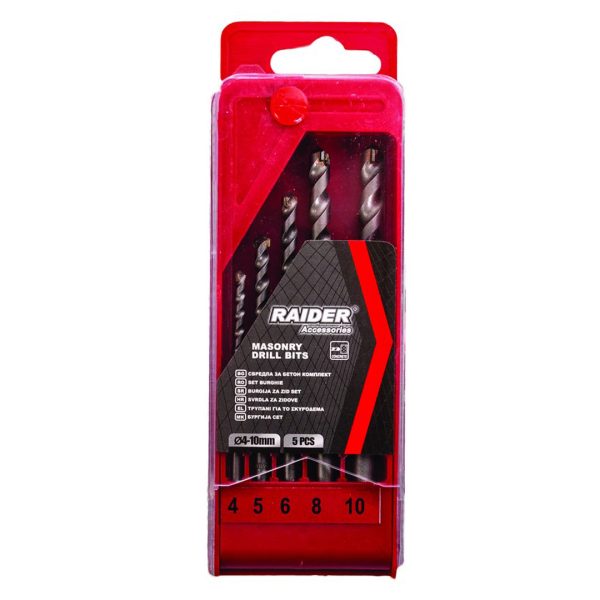 Свредла за бетон 5бр. ø4 5 6 8 10mm к-т Raider 157113