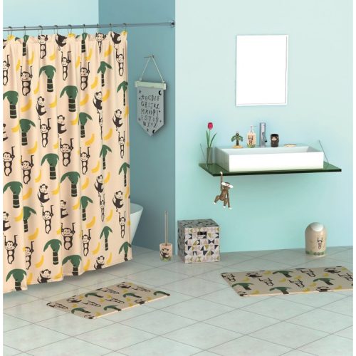 Постелка за баня Inter Ceramic ICSC 200 ICSC MONKEY, 50 x 80 см, Полиестер, С мемори пяна, С мотиви, Цвят бежов