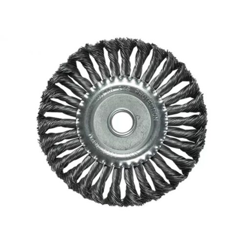 Четка за ъглошлайф, 150mm, вътрешен D 22mm, плоска, усукана стоманена тел, МТХ 746349