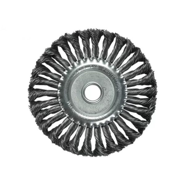 Четка за ъглошлайф, 150mm, вътрешен D 22mm, плоска, усукана стоманена тел, МТХ 746349