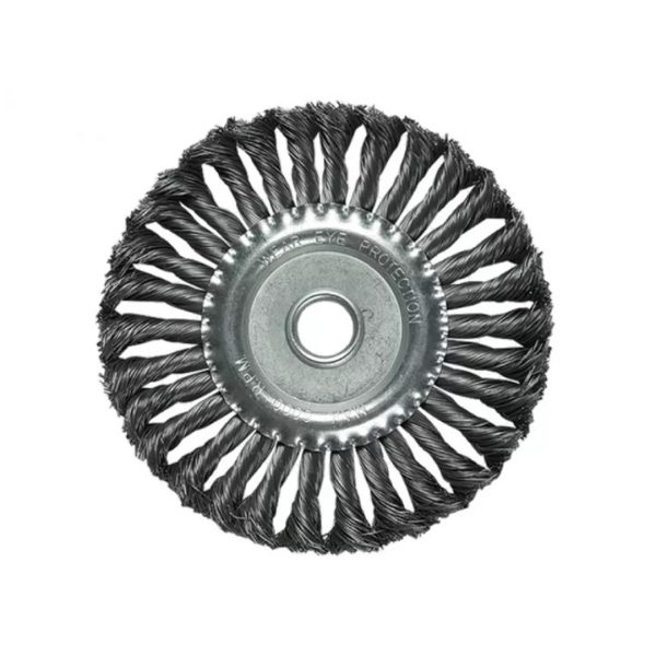 Четка за ъглошлайф, 175mm, вътрешен D 22mm, плоска, усукана стоманена тел, МТХ 746369