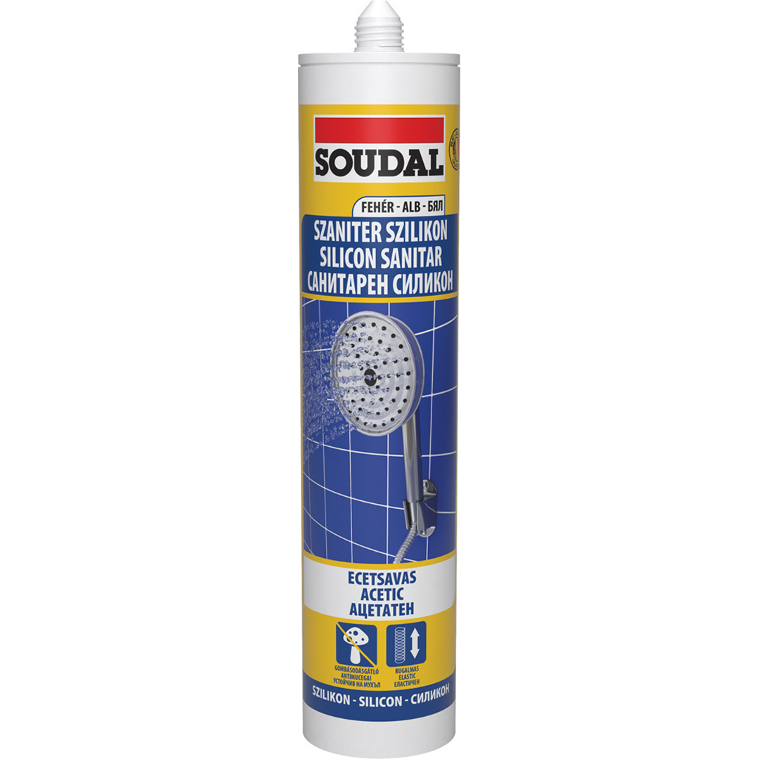 Санитарен силикон SOUDAL, 280 ml, бял