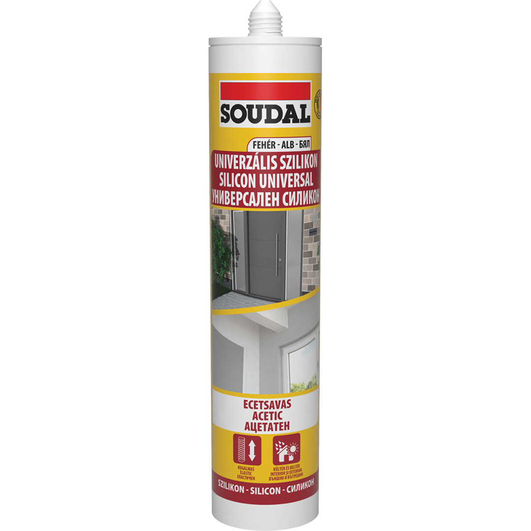Силикон универсален - бял цвят - 280мл - Soudal - 103234