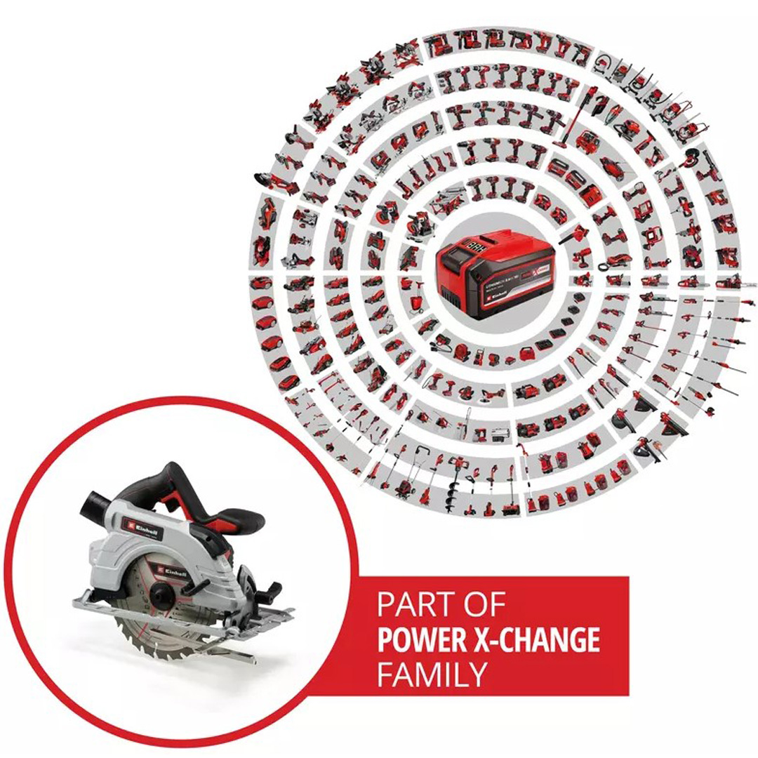 Ръчен Циркуляр Акумулаторен Einhell TE-CS 18/190 Li BL Solo Power X-Change, 18 V, 190 мм, без батерия и зарядно