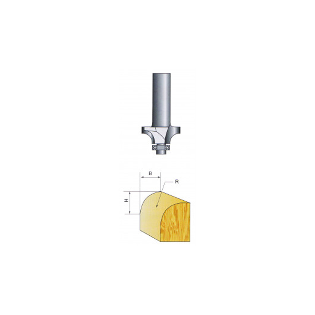 Фрезер за оберфреза R2.38mm H6.5mm опашка ø8mm с лагер 154407