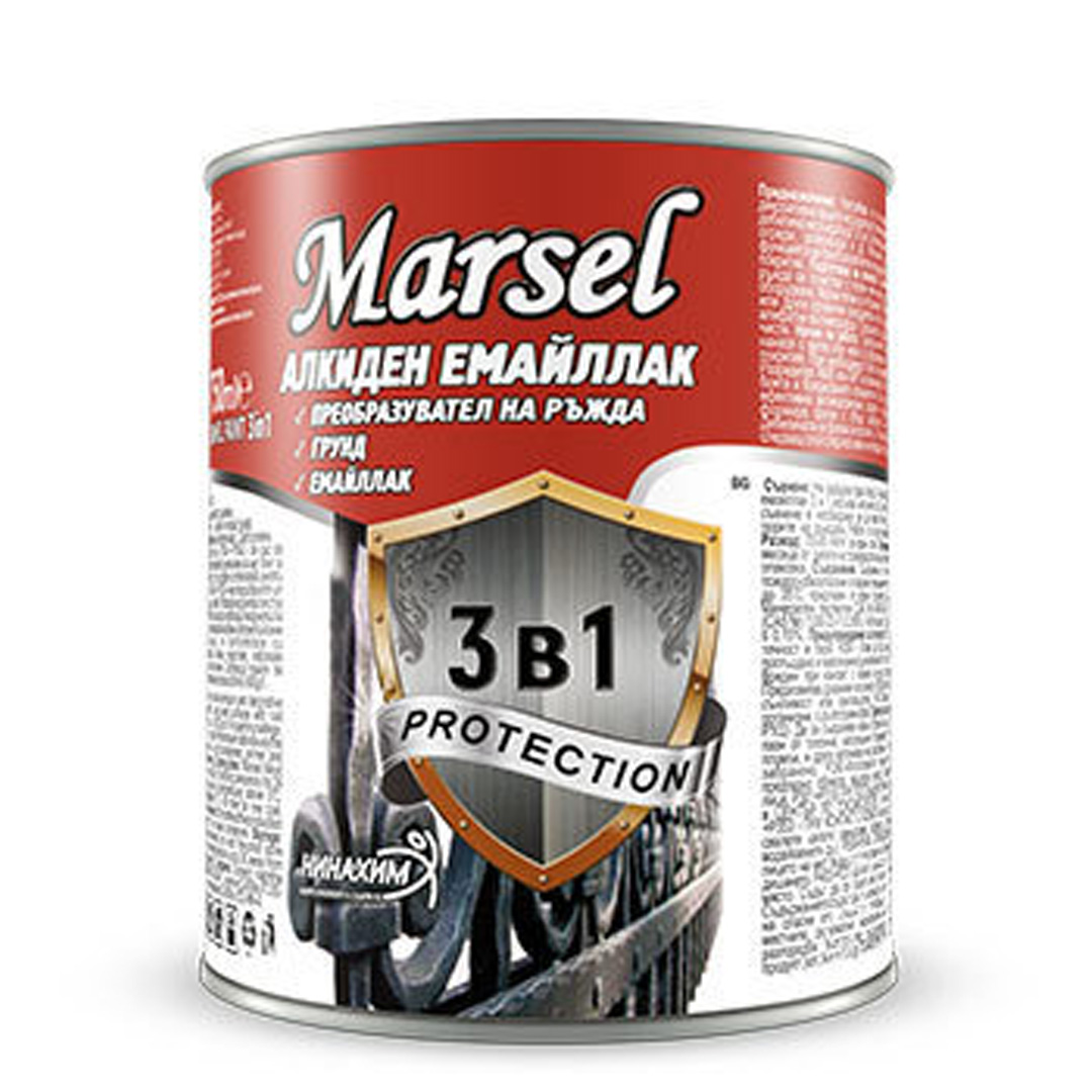Емайллак 3в1 MARSEL Сив 2.5 л – антикорозионен алкиден емайллак