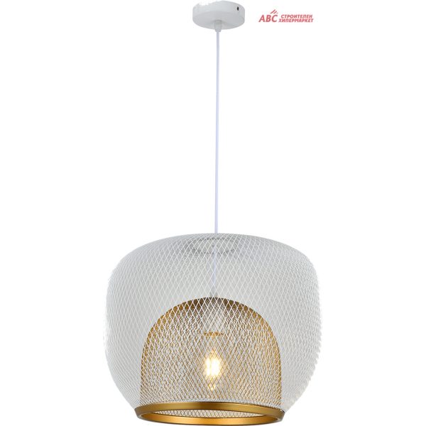 Осветително Тяло Абажур - GAUSS GS-619857 41x41x34см 1ХЕ27 БЯЛО+МЕД