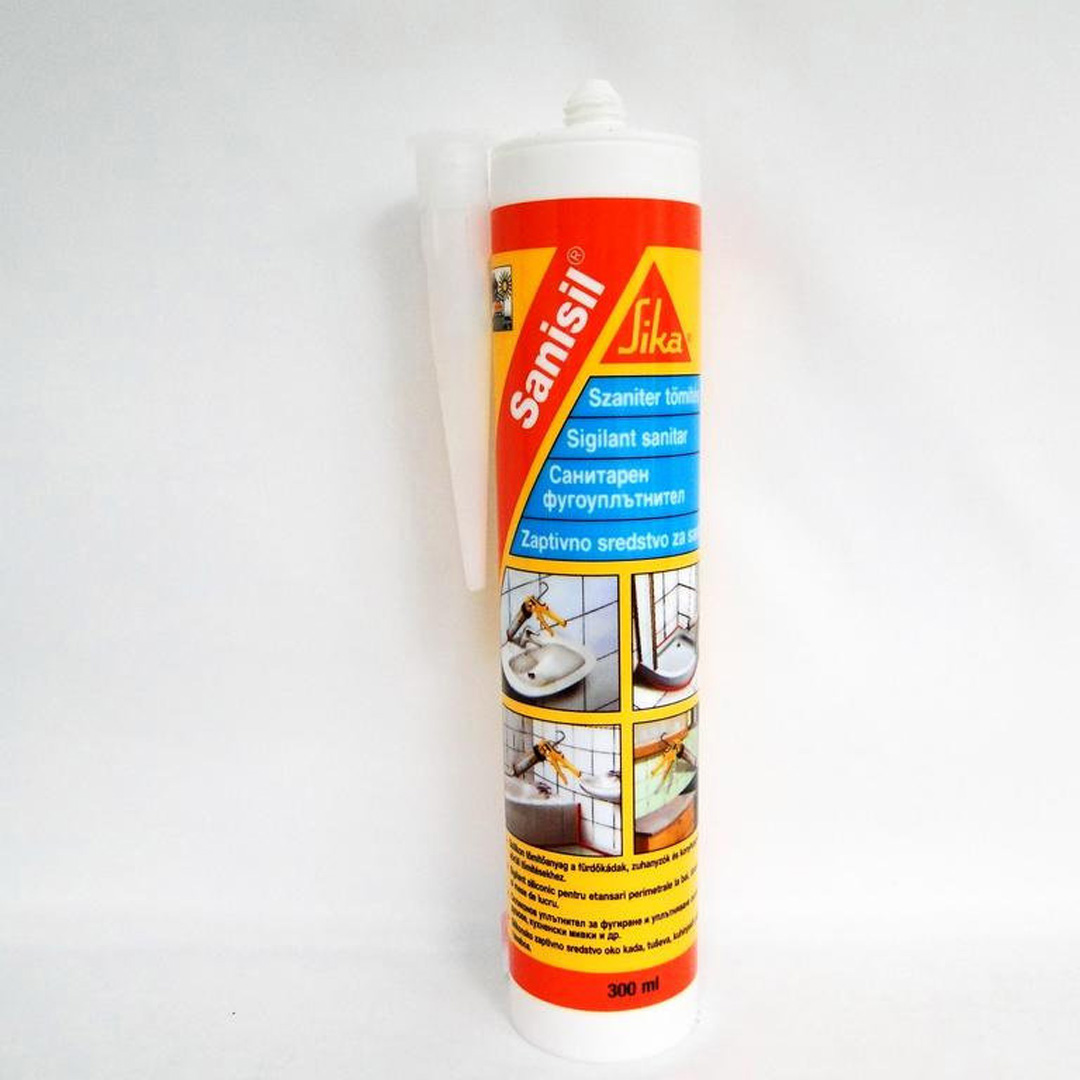 Санитарен силикон за вътрешно и външно приложение Sanisil бял 300ml Sika Sanisil 73999