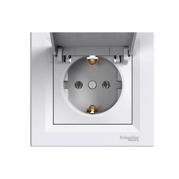 КОНТАКТ ШУКО Д3 КАПАК IP44 ASFORA БЯЛ SCH EPH3100321 /75%/