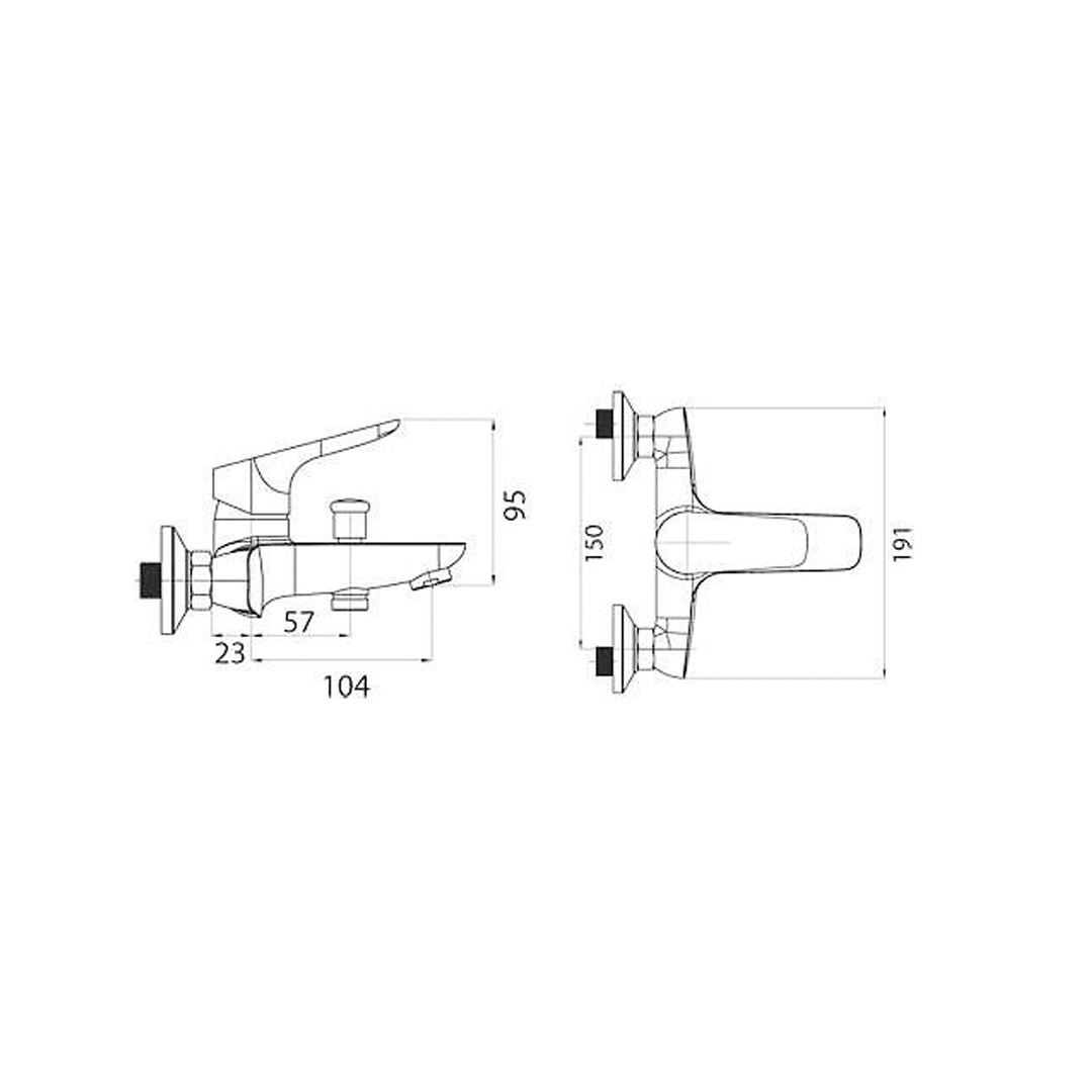 Capri Смесител за душ и вана, хром Forma Vita FV30229