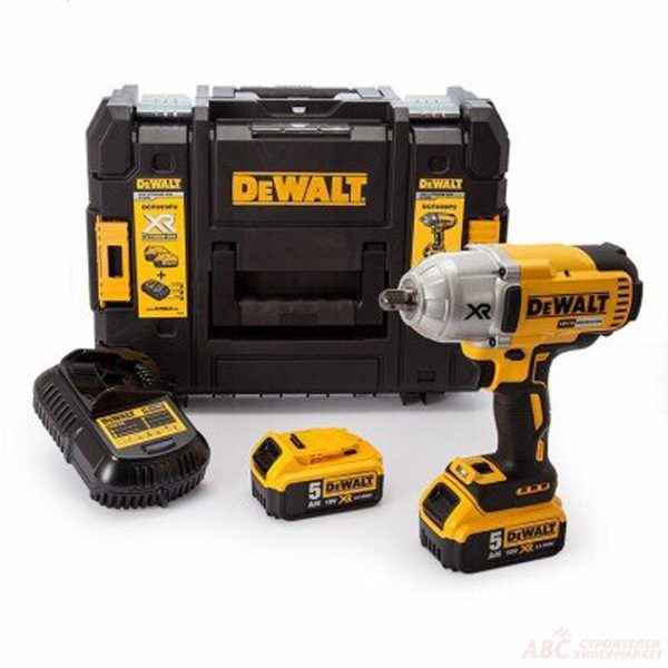ГайковертАкумулаторен DeWALT DCF899P2 с безчетков двигател с 2 батерии и зарядно, 18 V, 5 Ah, 950 Nm, квадрат, 1/2",