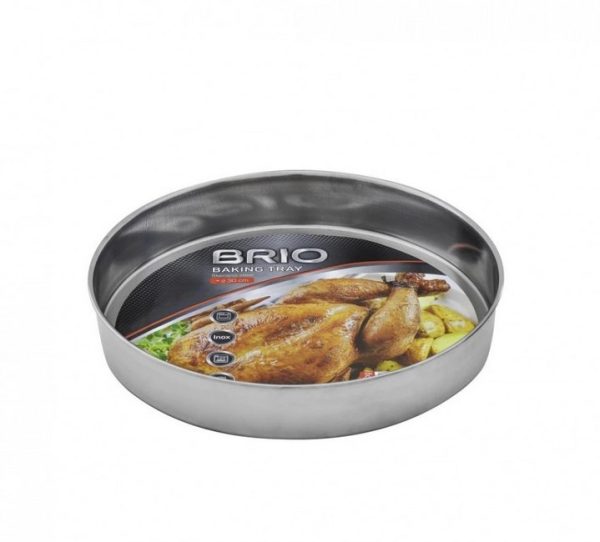 Тава иноксова дълбока BRIO , ф 34х8 см