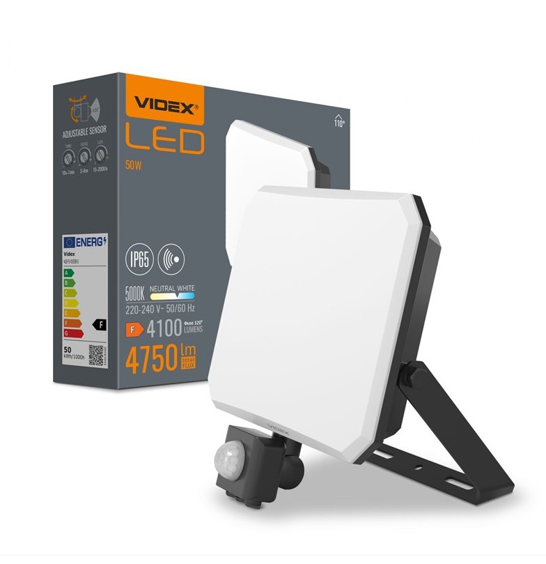 Прожектор Led Sensor 50w/5k VIDEX VLE-F3-0505B-S FLOOD