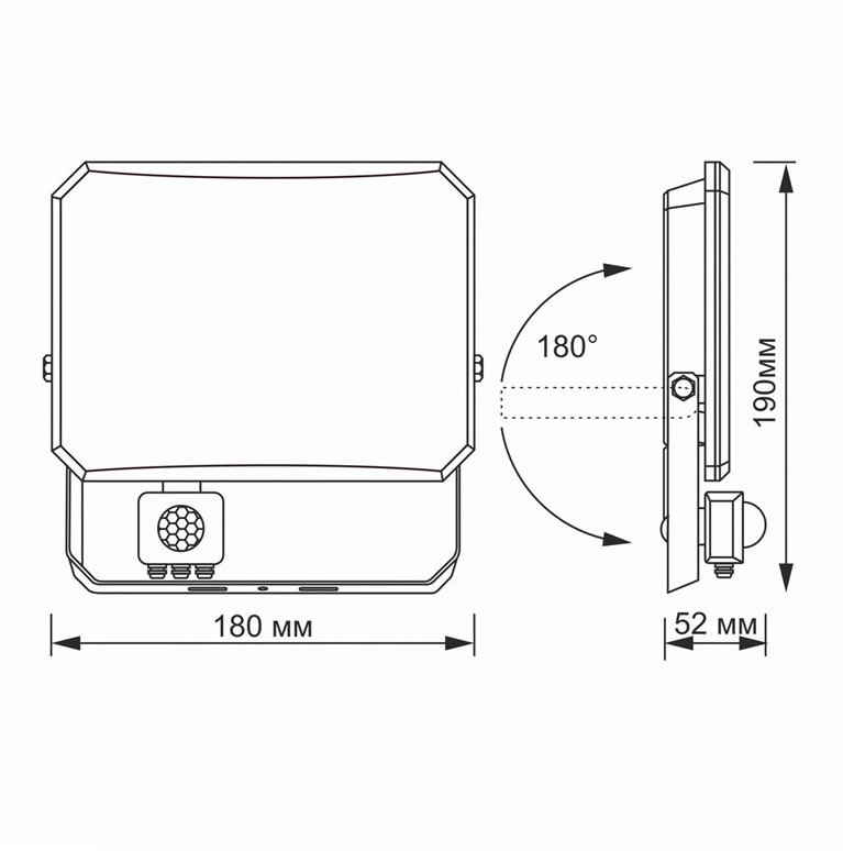 Прожектор Led Sensor 50w/5k VIDEX VLE-F3-0505B-S FLOOD