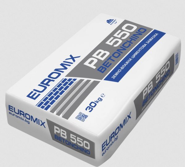 Влажна циментова замазка за интериорно и екстериорно строителство Euromix PB 550 BETONCHINO 25кг.