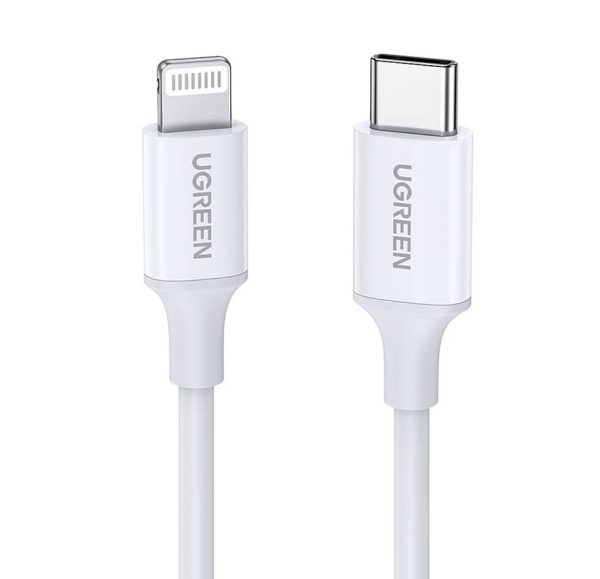 Кабел UGREEN US171, USB-C към Lightning, MFI, 1m, Бял