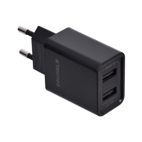 Зарядно за стена, черно, 2 USB порта, 2.4A, модел 40430186, Tekmee