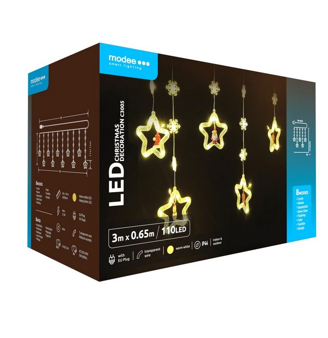 Коледна LED декорация Modee с адаптер C3005 (110LED/3m) 2.7W 3Х0.65M IP44