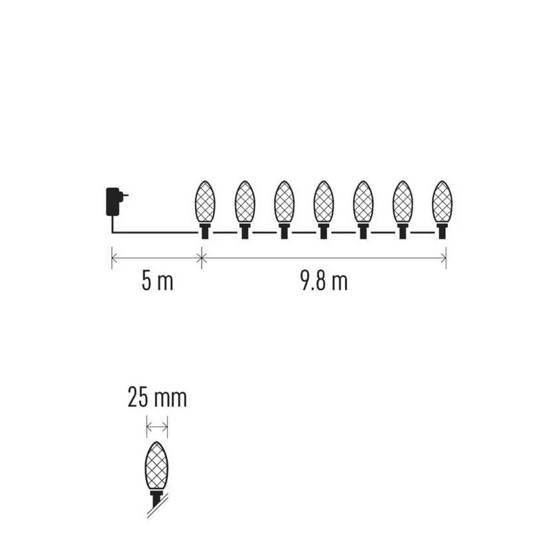 Коледни Led Лампички Шишарки D5zw01 Топло Бели 50бр 9,8м