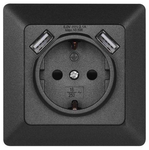 Контакт С 2 Usb Черен /4627