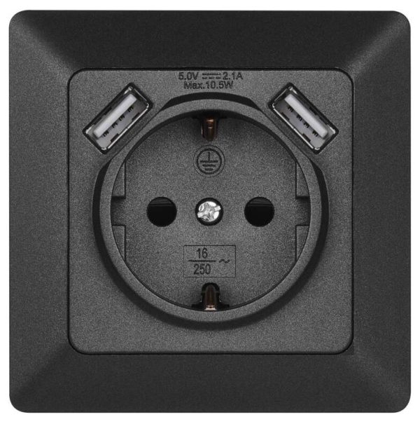 Контакт С 2 Usb Черен /4627