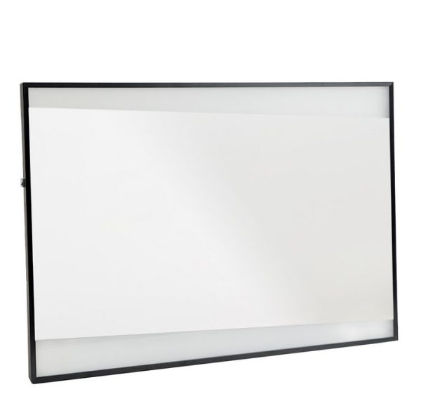 LED огледало за баня 700×500 мм, 32W, 4000K, Anti-Fog, IP44, черна рамка – хоризонтален/вертикален монтаж, Lightex