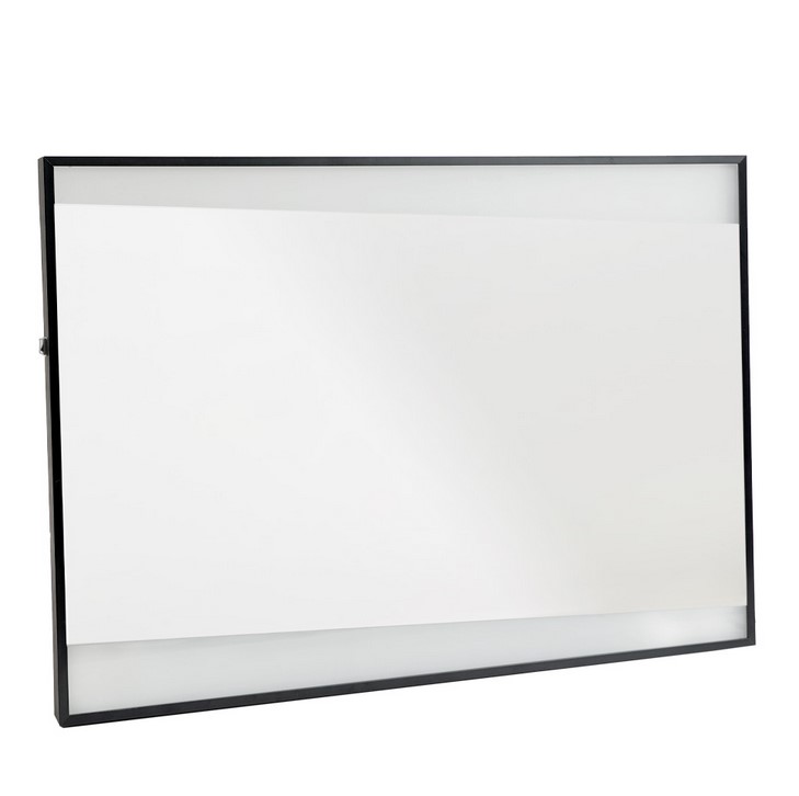 LED огледало за баня 700×500 мм, 32W, 4000K, Anti-Fog, IP44, черна рамка – хоризонтален/вертикален монтаж, Lightex