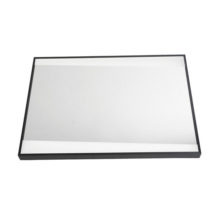 LED огледало за баня 700×500 мм, 32W, 4000K, Anti-Fog, IP44, черна рамка – хоризонтален/вертикален монтаж, Lightex